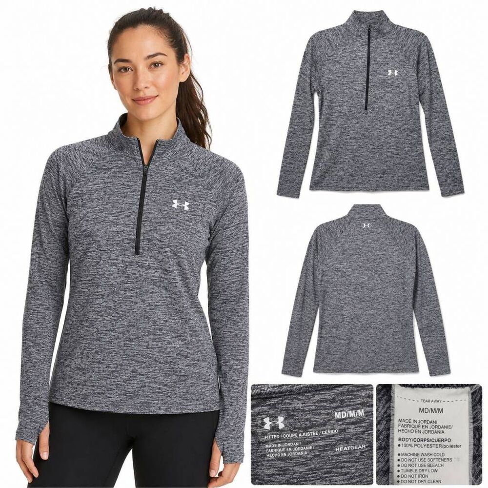 Under Armour Medium Gray 1/4 Zip Pullover HeatGear